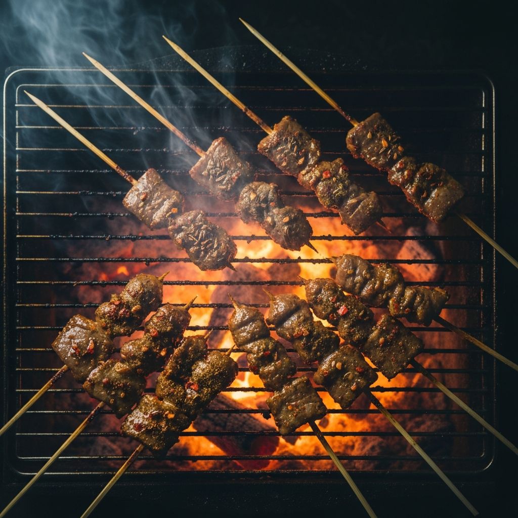 BBQ skewers ready for takeaway packaging